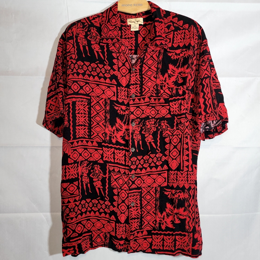 PANAMA JACK Vintage 1990s Mens Print Short Sleeve Button Down Shirt